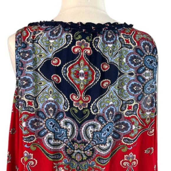 Bila Swing Top Bohemian Asymmetrical Red Hem Tie Neck Women’s Size XXL Plus - Picture 8 of 11